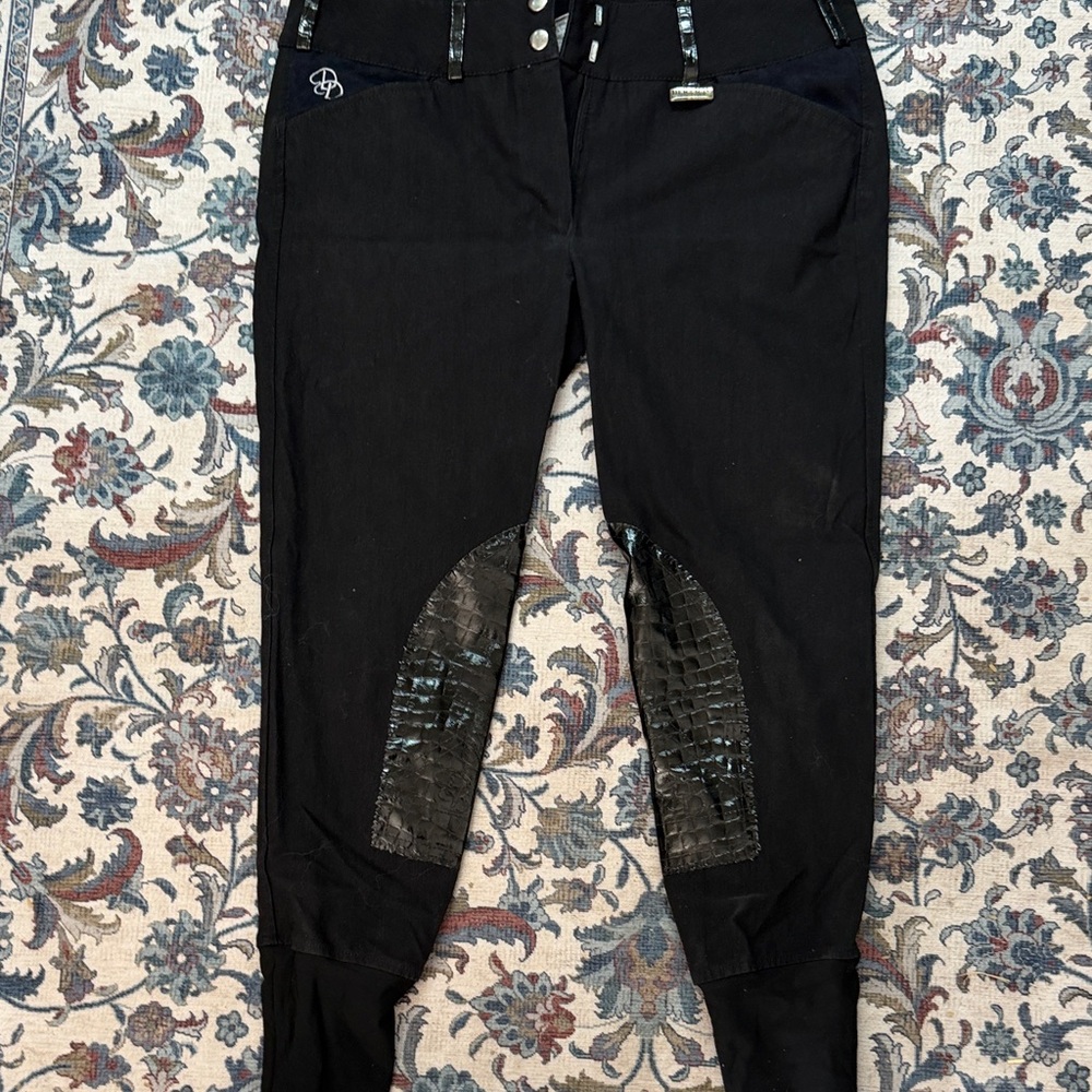 Black Riding Pants with Crocodile Pattern